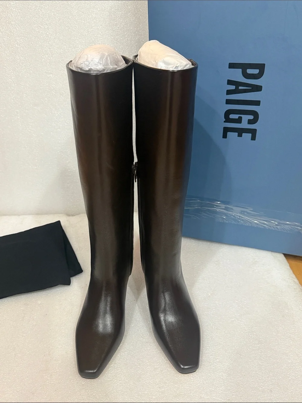 PAIGE Women's Ansley Tall Leather Boot, Chocolate size 8 New